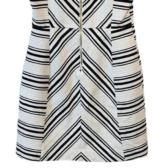 H&M White & Black Aztec Striped Tweed Shift Dress - Picture 4 of 10